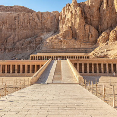 LUXOR, EGYPT - FEB 01, 2014: Queen Hatshepsut's temple (Dayr el-Bahari or Dayr el-Bahri), part of the Theban Necropolis.